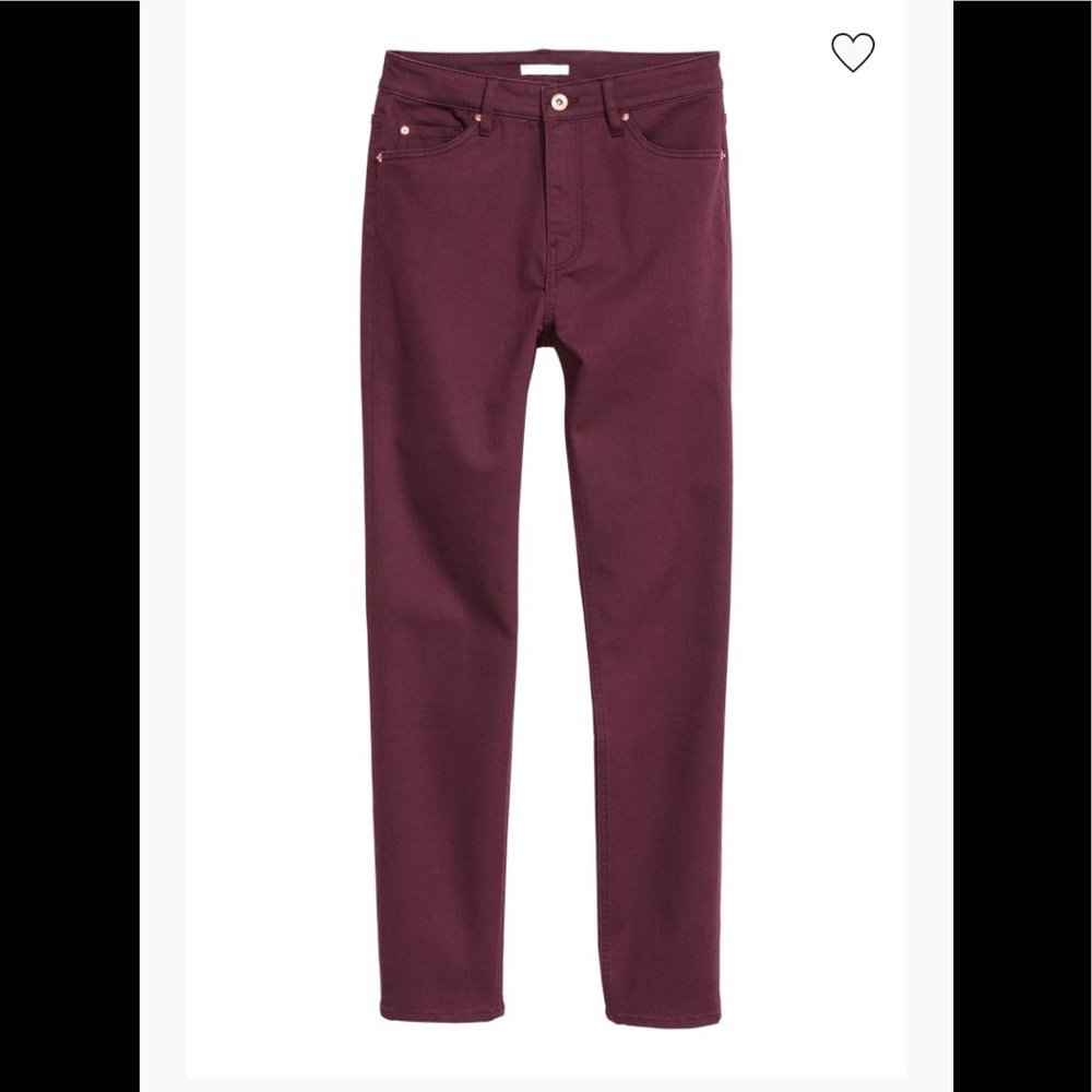 NWT H&M L.O.G.G burgundy skinny pants size 4